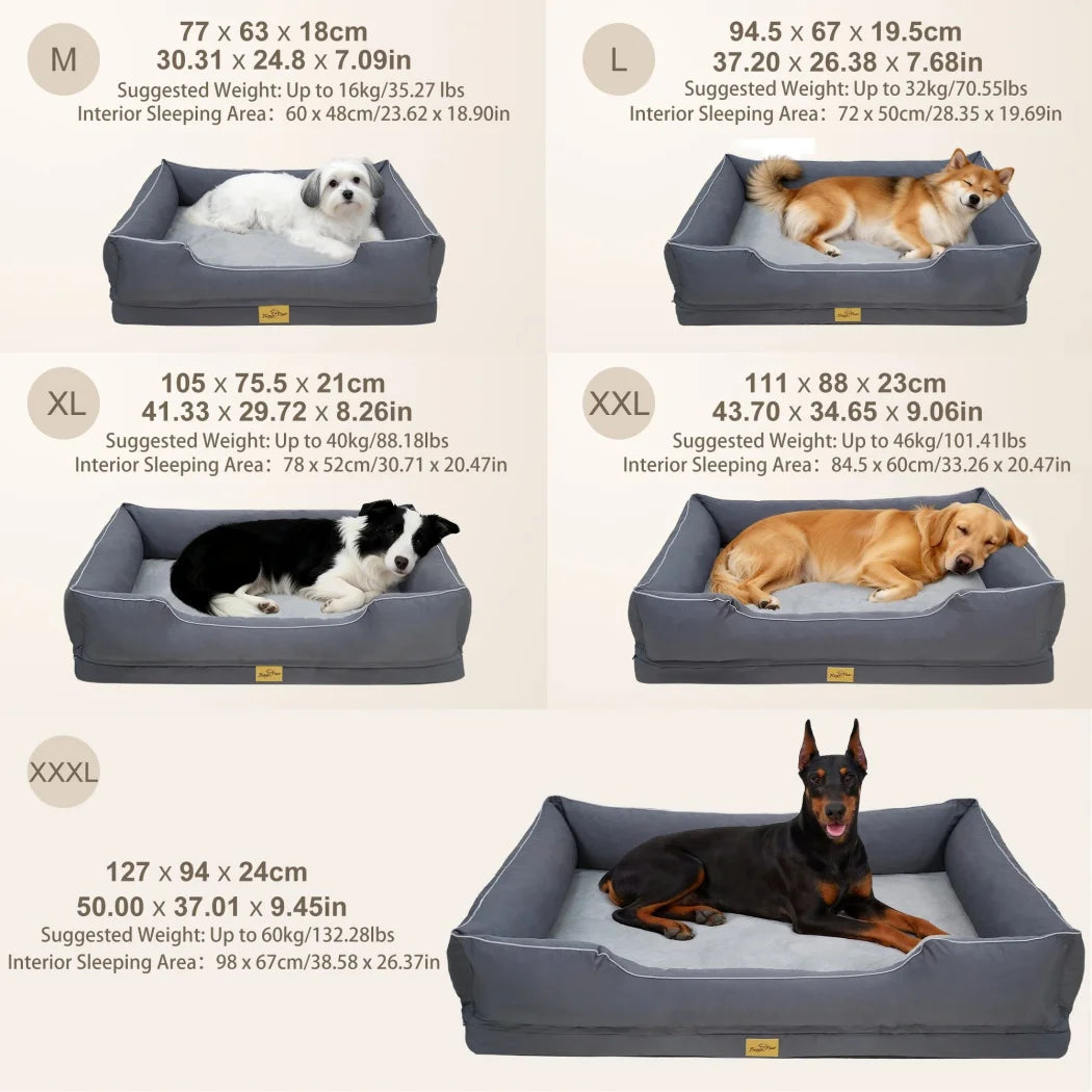 BORWART Orthopedic Dog Bed With Soft Bolster For Calming Comfort