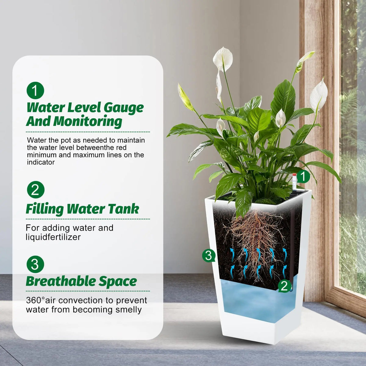HiMISS Self Watering Planters With Drainage for Indoor Outdoor Plants
