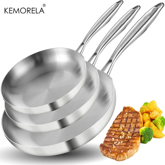 KEMORELA Stainless Steel Nonstick Frying Pan for Gas and Induction