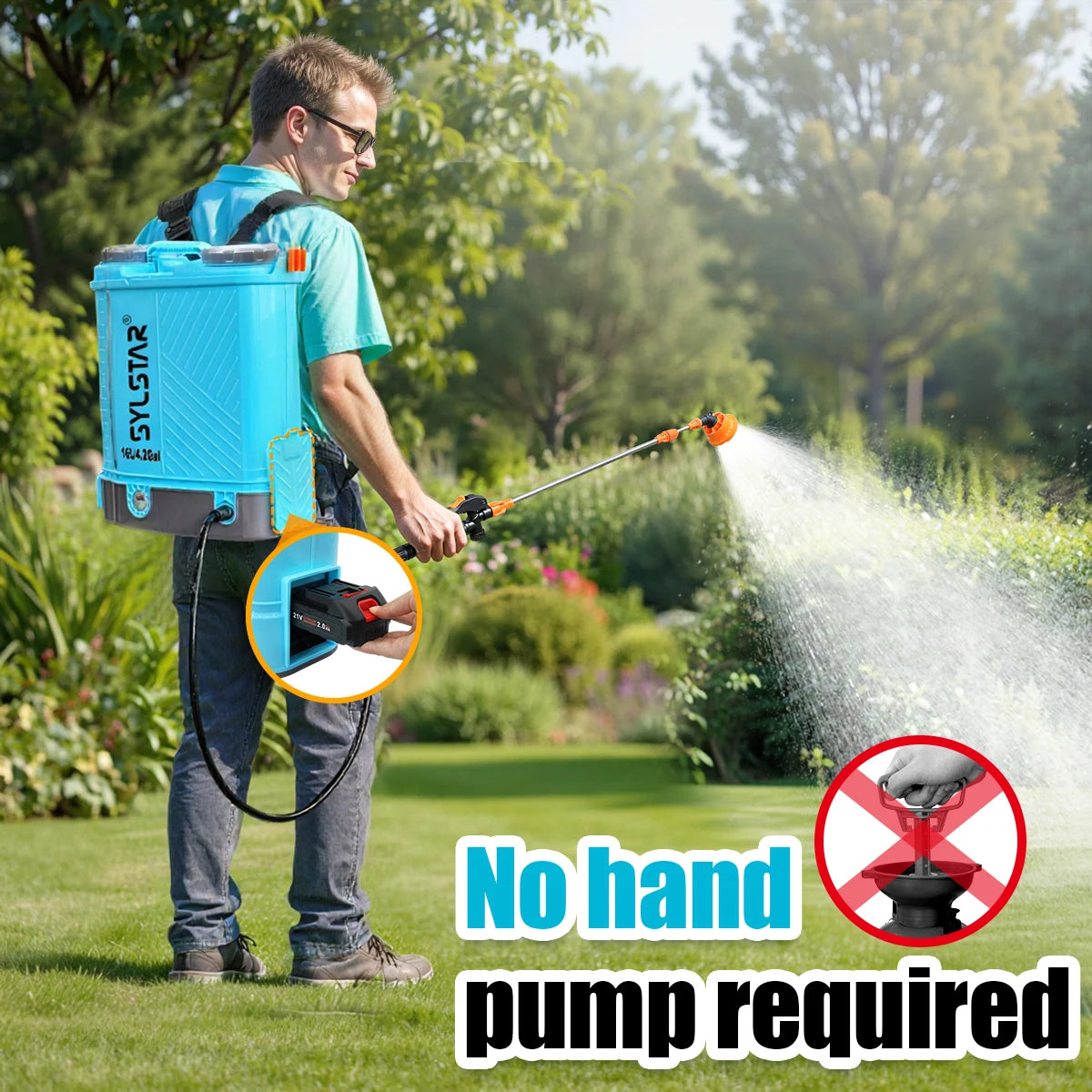 Battery Powered Electric Garden Backpack Sprayer With 100 PSI Pump