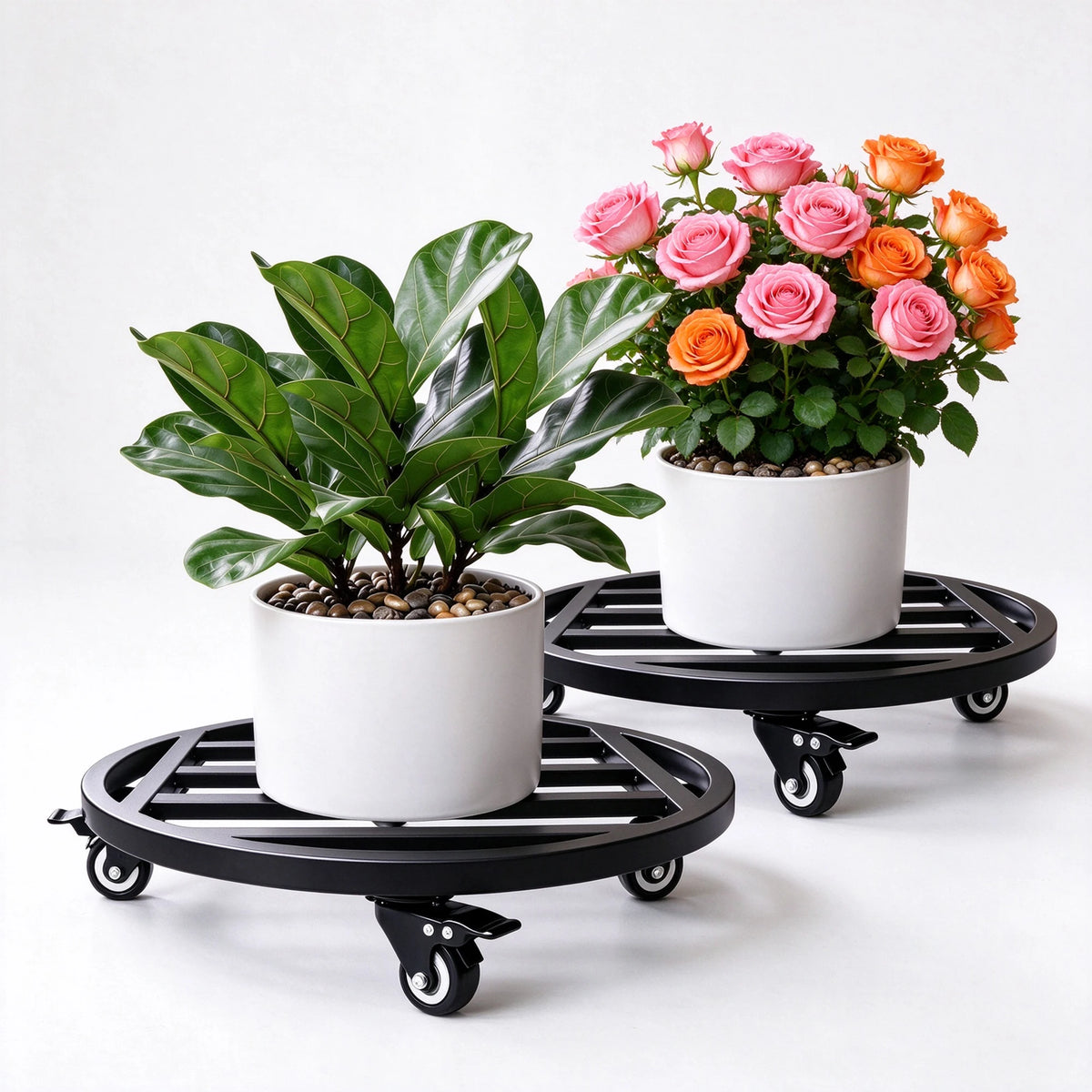 HiMISS Heavy Duty Rolling Plant Stand With Locking Casters