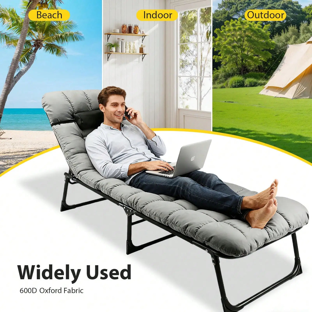 Folding Camping Cot With Mattress And Pillow For Travel