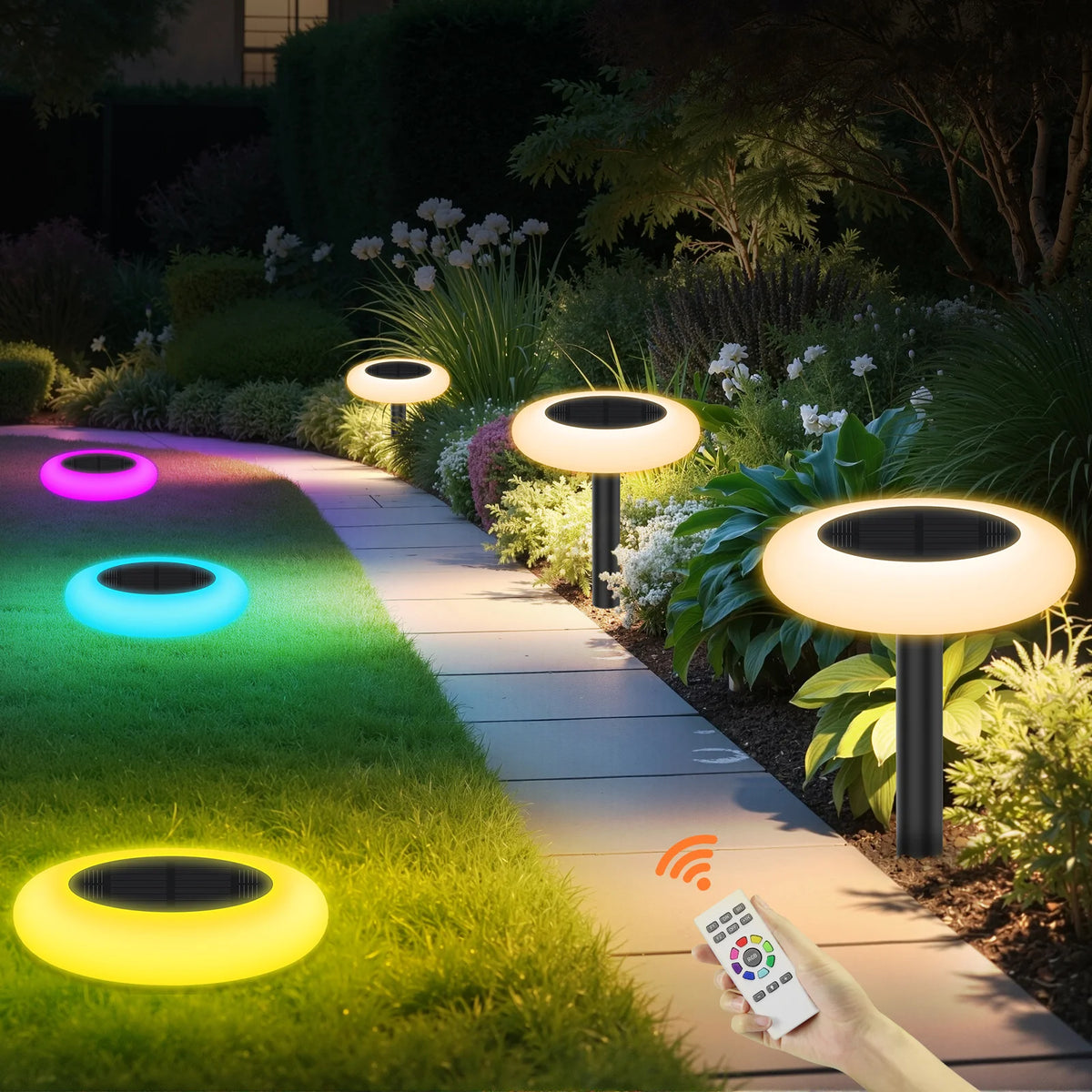 Intelamp Outdoor Solar Pathway Lights for Garden and Landscape