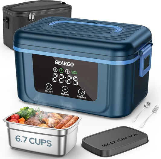 Cordless Rechargeable Heated Lunch Box With Ice Crystal Box