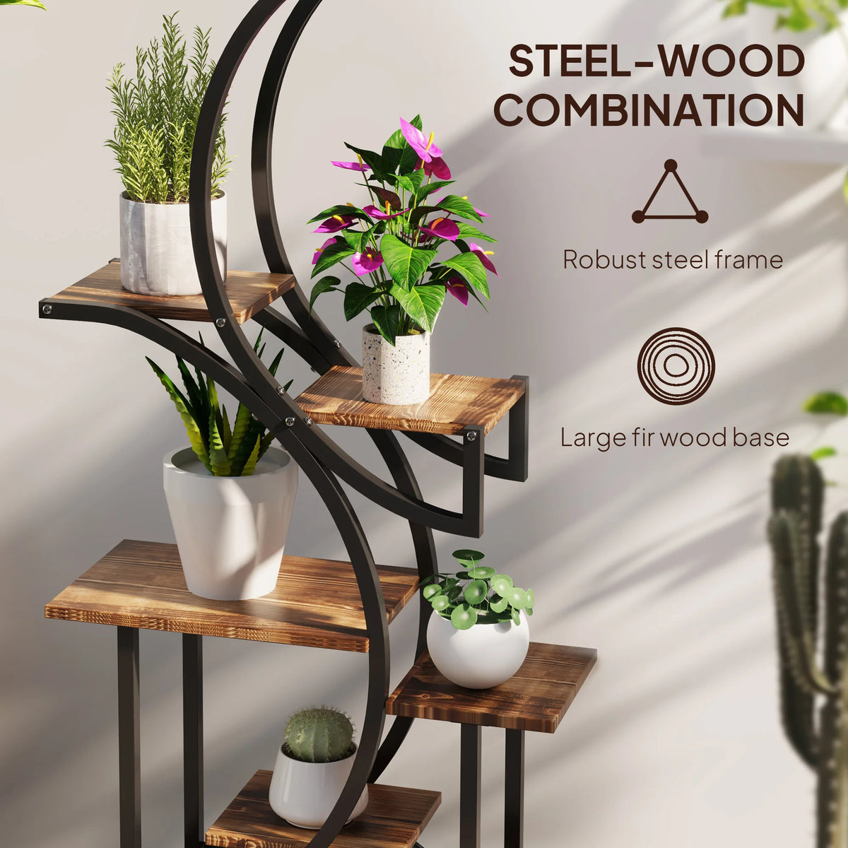 Outsunny Eight Tier S Shaped Metal Corner Plant Stand