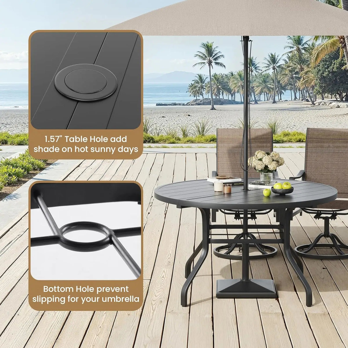 Farini Outdoor Dining Set with Six Swivel Chairs for Patios