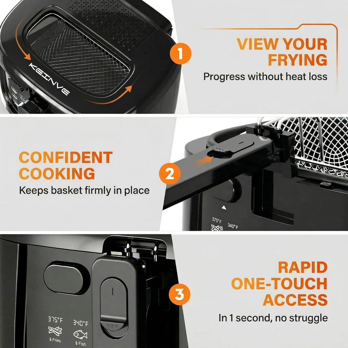 CACHOO Electric Deep Fryer With Adjustable Temperature Control