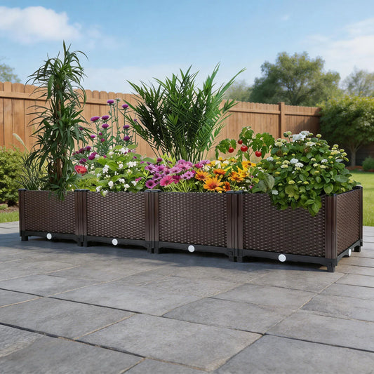 HiMISS Self Watering Raised Garden Bed Planter With Drainage Plug