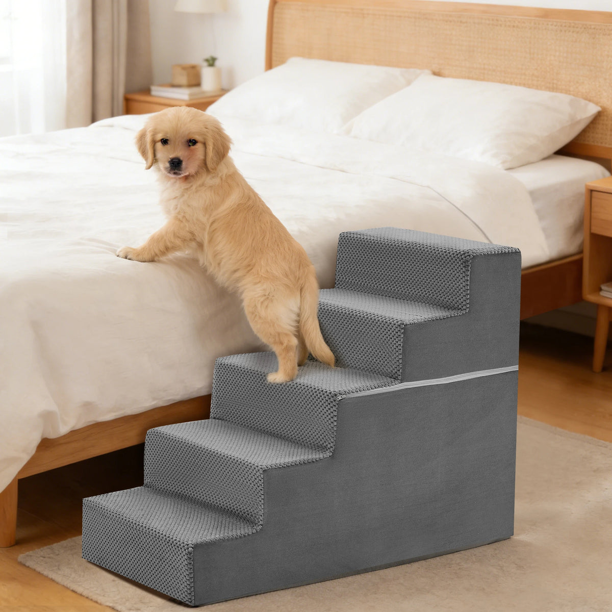 Non Slip Foam Dog Stairs Ramp With Gentle Curved Steps