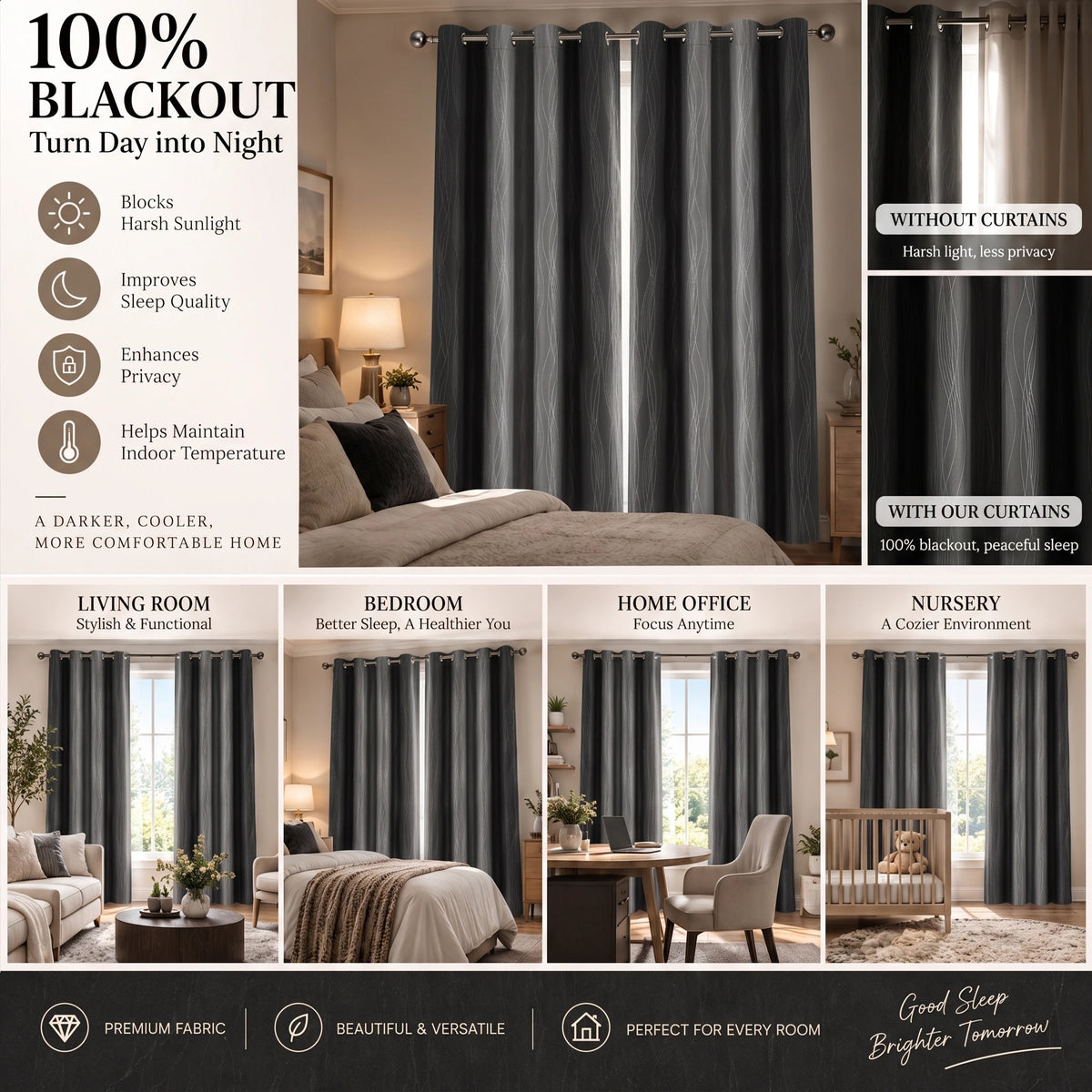 Blackout Gradient Window Curtains With Thermal Insulation and UV Blocking