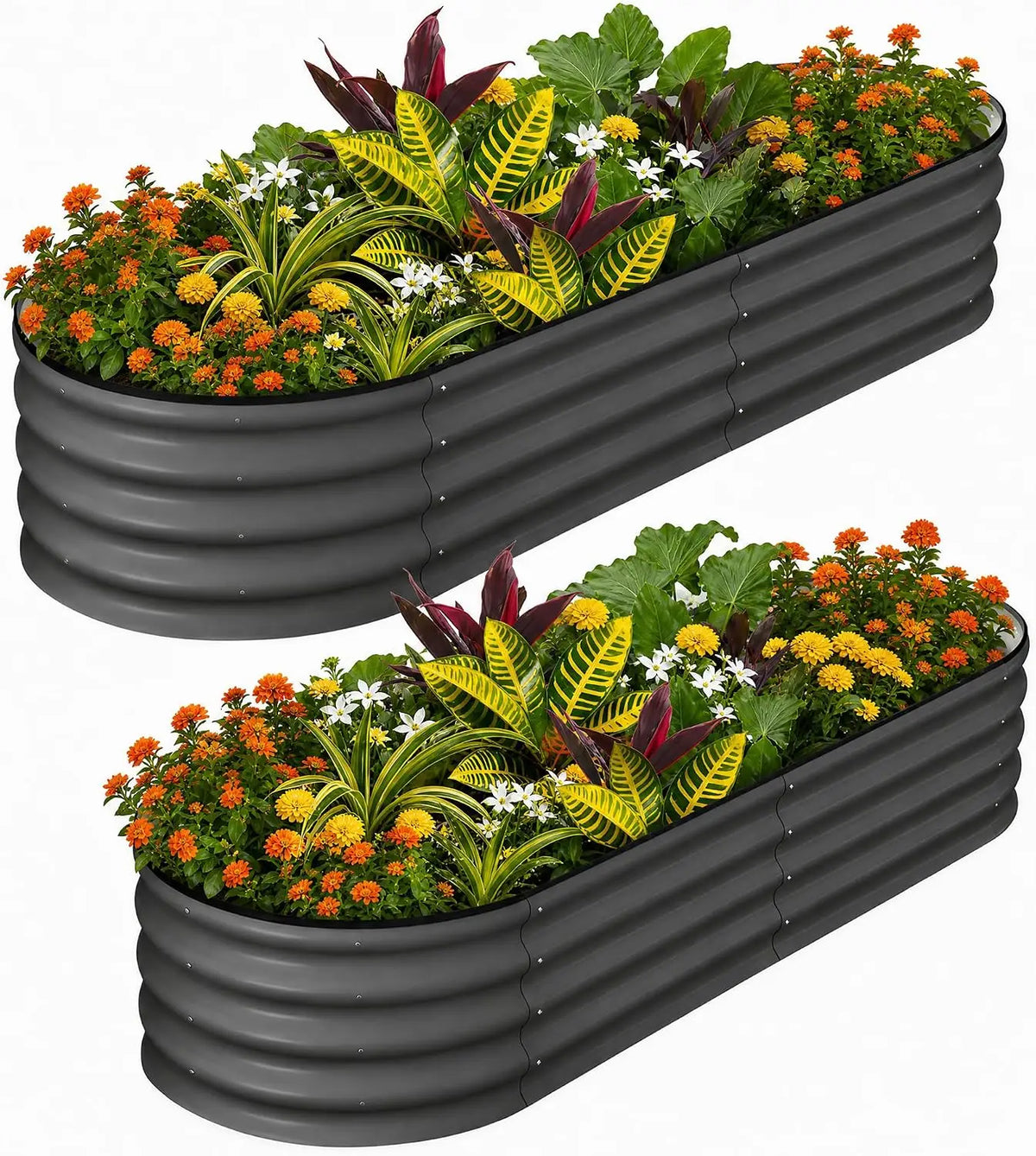 Tacleekii Galvanized Steel Oval Raised Garden Bed Planter Kit