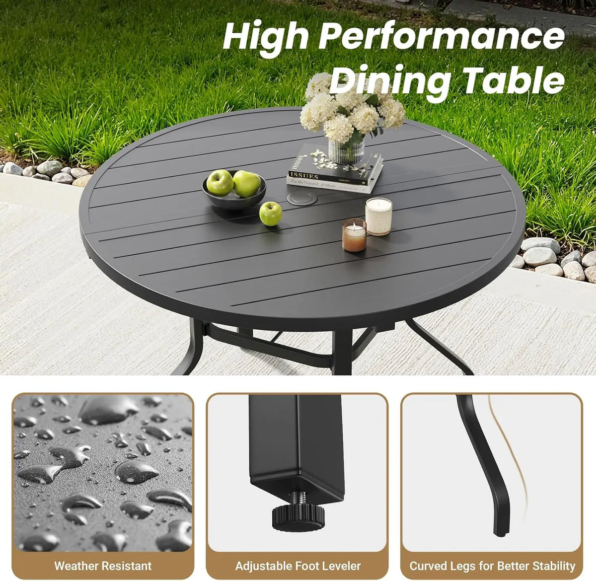 Farini Outdoor Dining Set with Six Swivel Chairs for Patios