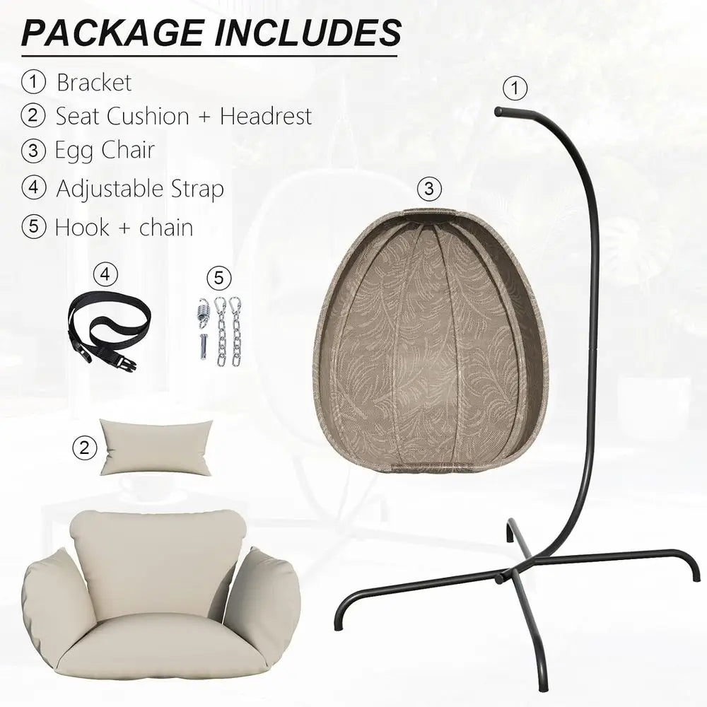 Foldable Egg Chair With Stand For Indoor And Outdoor Relaxation