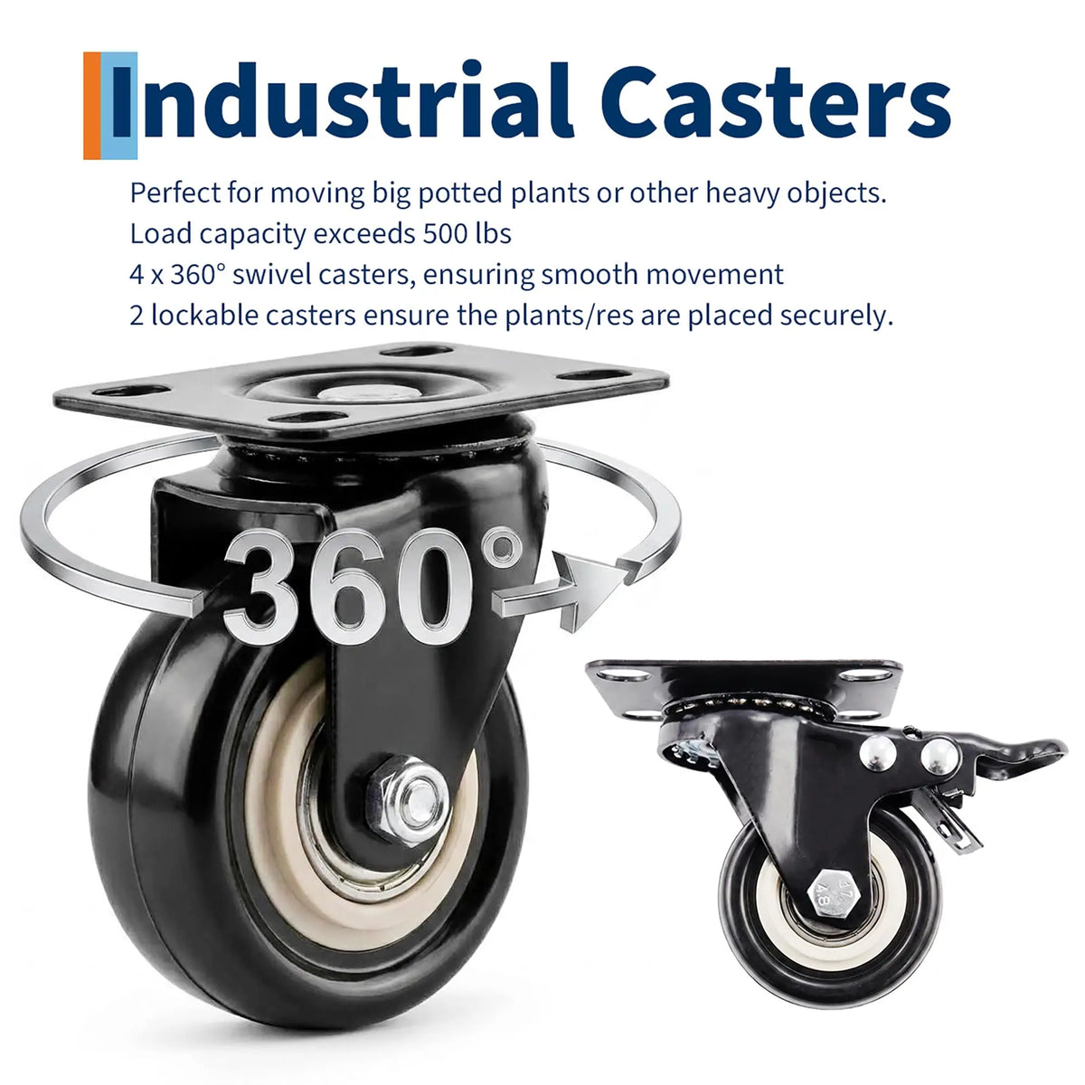 HiMISS Heavy Duty Rolling Plant Stand With Locking Casters