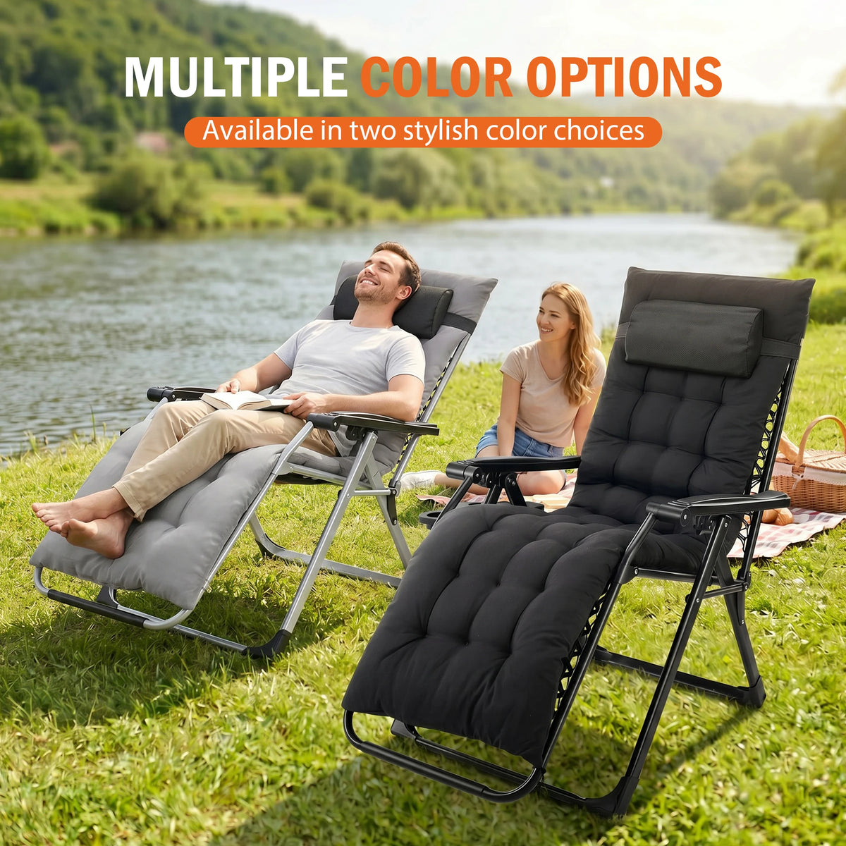 JHK Zero Gravity Folding Recliner With Cushion And Cup Holders