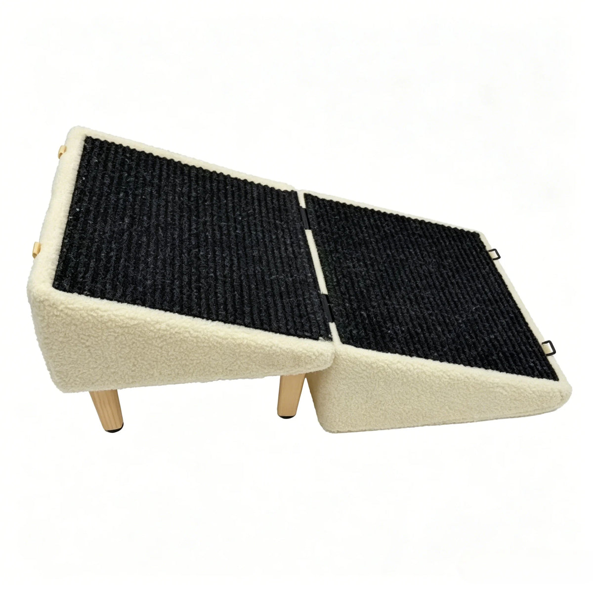 Foldable Dog Stairs, Beige Non-Slip Pet Ramp for Small Dogs & Cats, Pet Steps for Bed Couch, Easy to Store