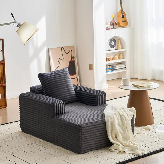 HiMISS Corduroy Cloud Chaise Lounge Sofa With Deep Seat Comfort
