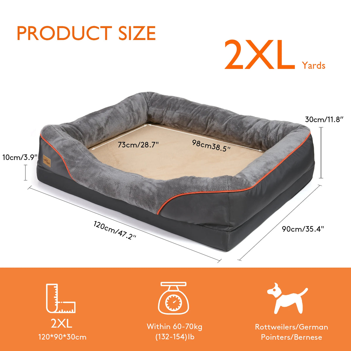 BINGOPAW Removable Washable Waterproof Dog Bed With Soft Foam Comfort