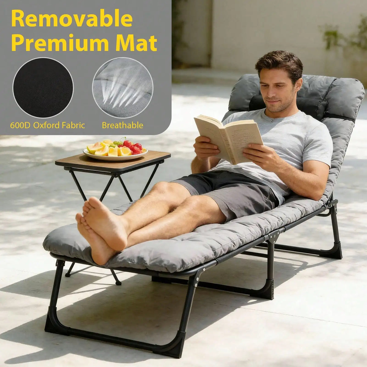 Folding Camping Cot With Mattress And Pillow For Travel