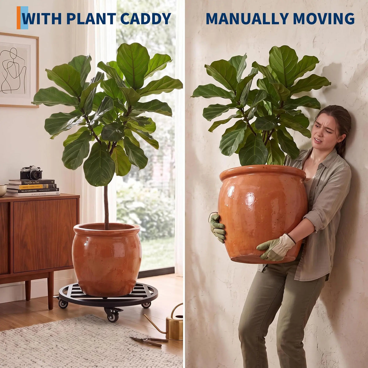HiMISS Heavy Duty Rolling Plant Stand With Locking Casters