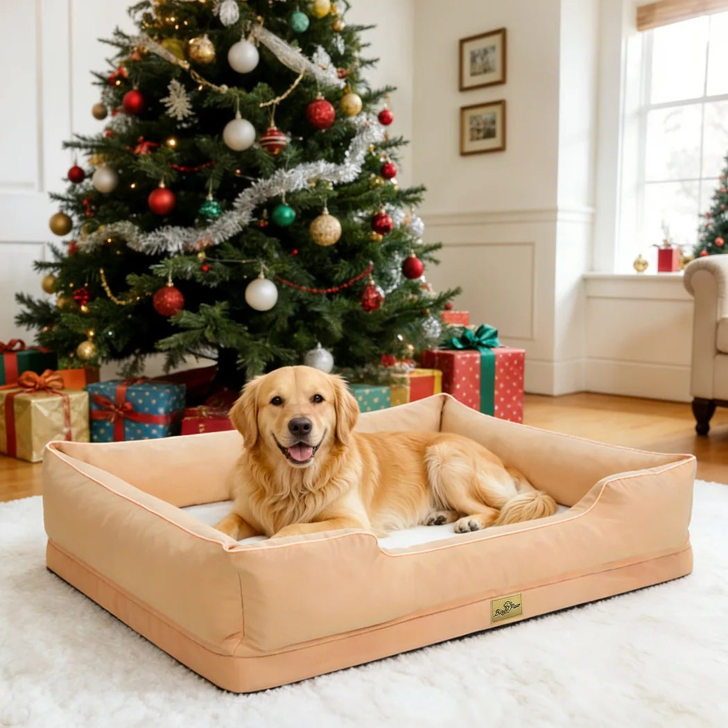 BORWART Orthopedic Dog Bed With Soft Bolster For Calming Comfort