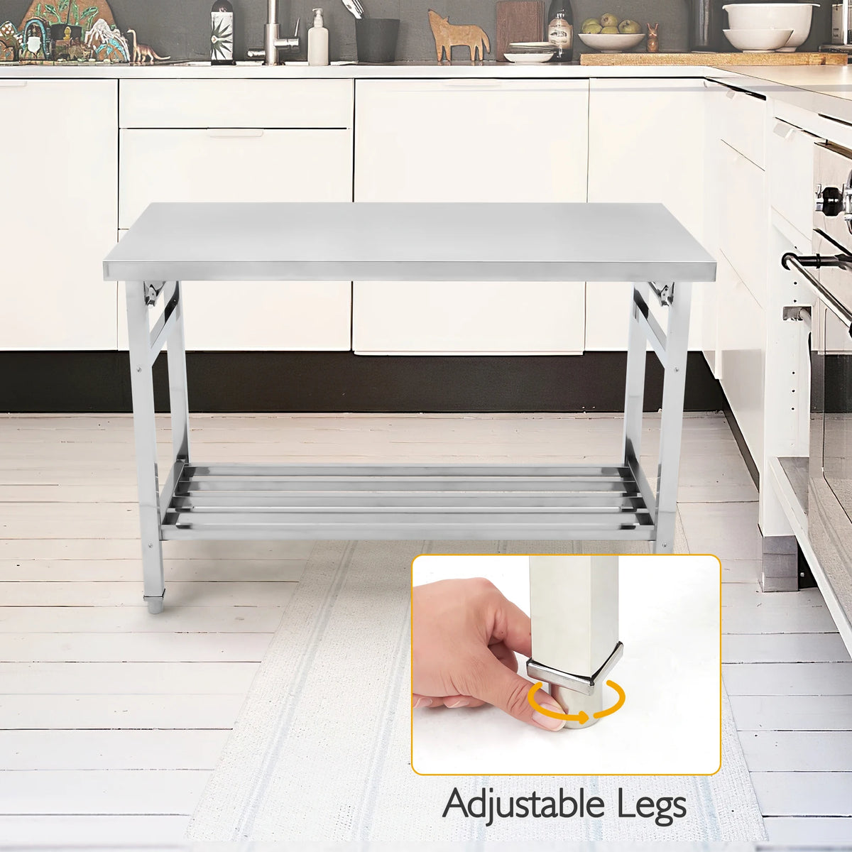 HiMISS Stainless Steel Folding Prep Table for Commercial Outdoor Use