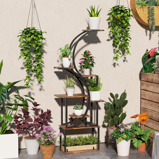 Outsunny Eight Tier S Shaped Metal Corner Plant Stand