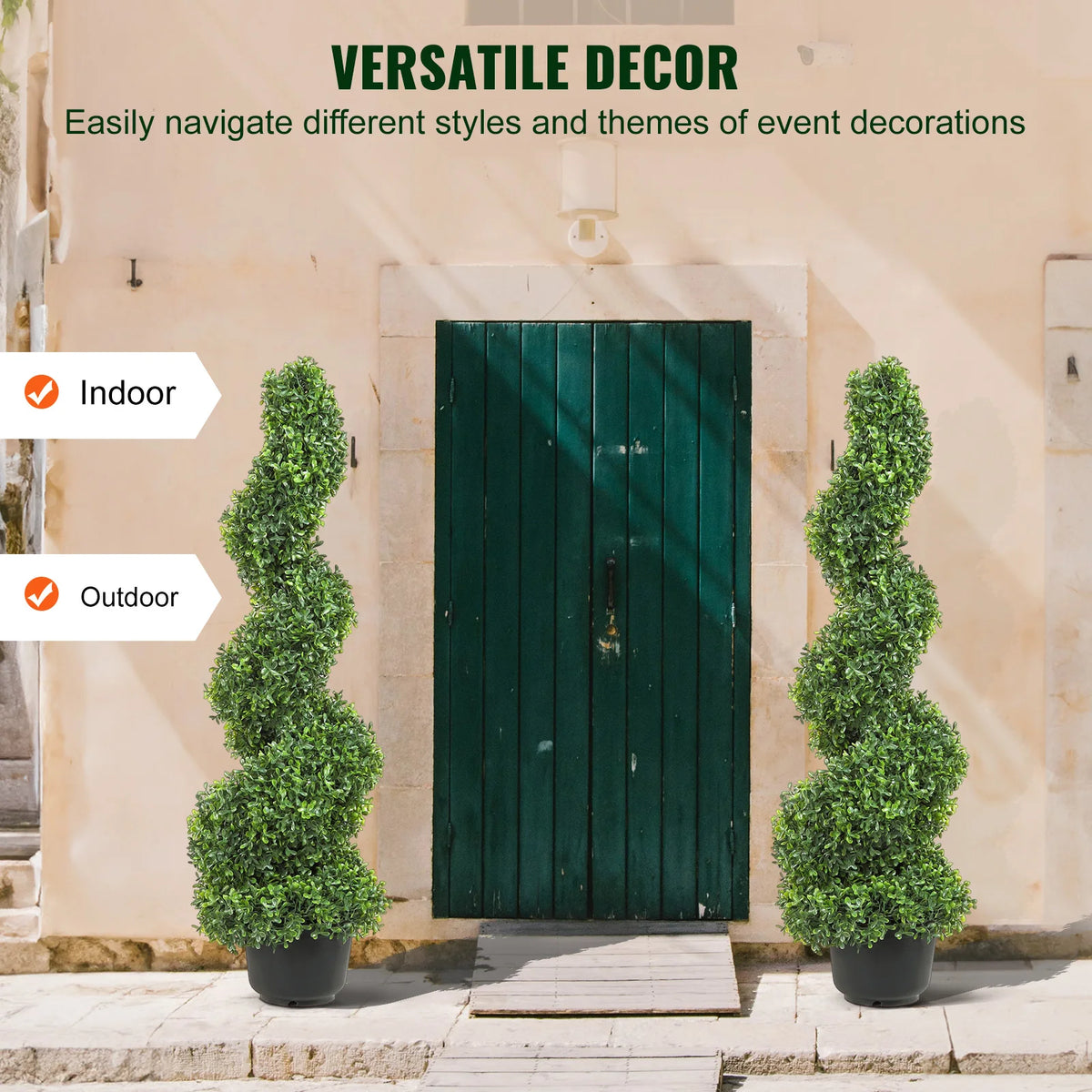 SucceBuy Artificial Boxwood Spiral Topiary Tower for Outdoor Decor