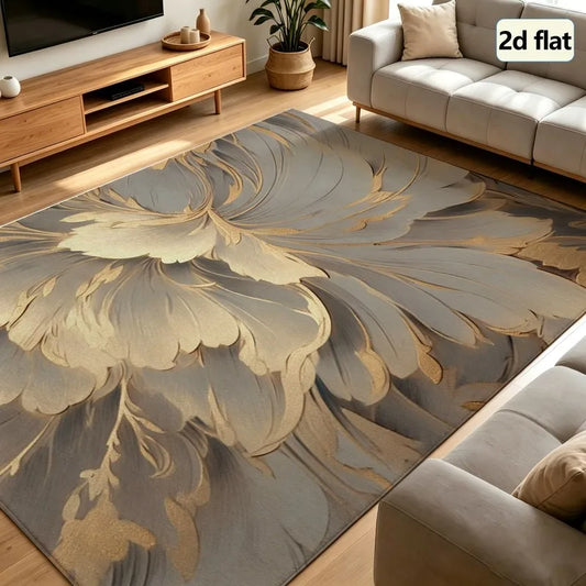 Elegant Floral Machine Washable Indoor Rug for Living Room Decor