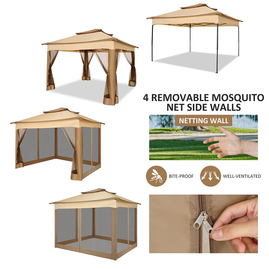 Tooluck Pop Up Gazebo Canopy Tent With Mosquito Netting and Ventilated Roof